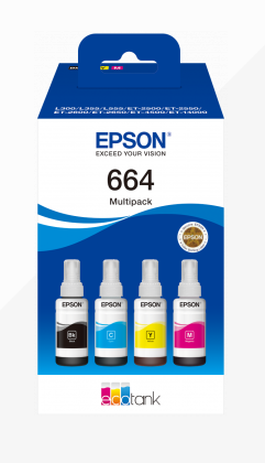 EPSON TINTEIRO PACK 4 CORES 664 ET-14000/L555/L355/4500/2600/50/2500/50